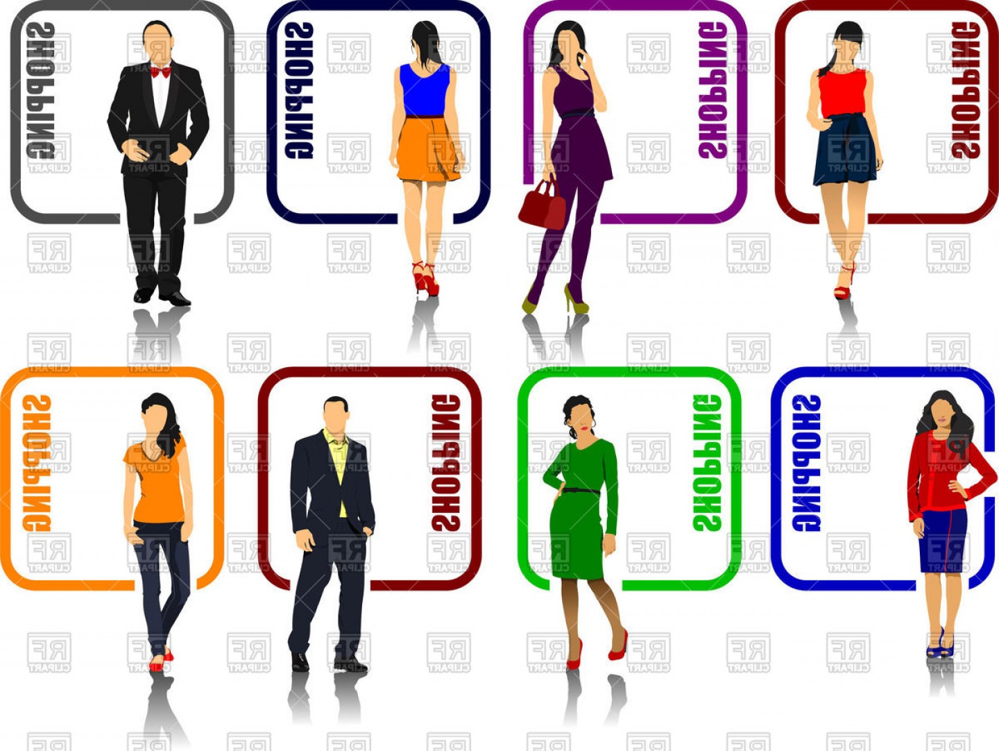 1440x1082 Shopping Icons With Fashion Models Men And Women Vector Clipart