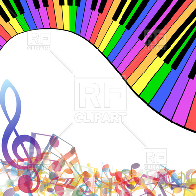 400x400 Multicolor Musical Note Staff Background Royalty Free Vector Clip