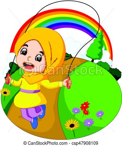 395x470 Illustration Of Female Muslim Standing Vector Clipart