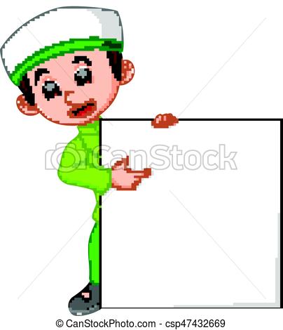 404x470 Illustration Of Muslim Boy With Sign Board Clip Art Vector