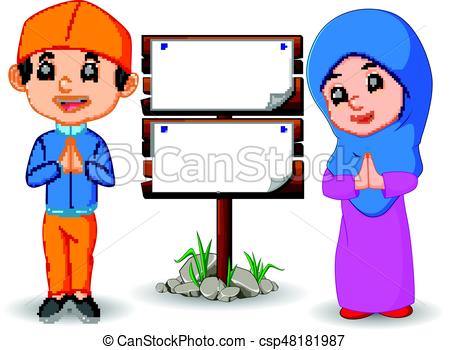 450x350 Illustration Of Muslim Kid Cartoon Vector