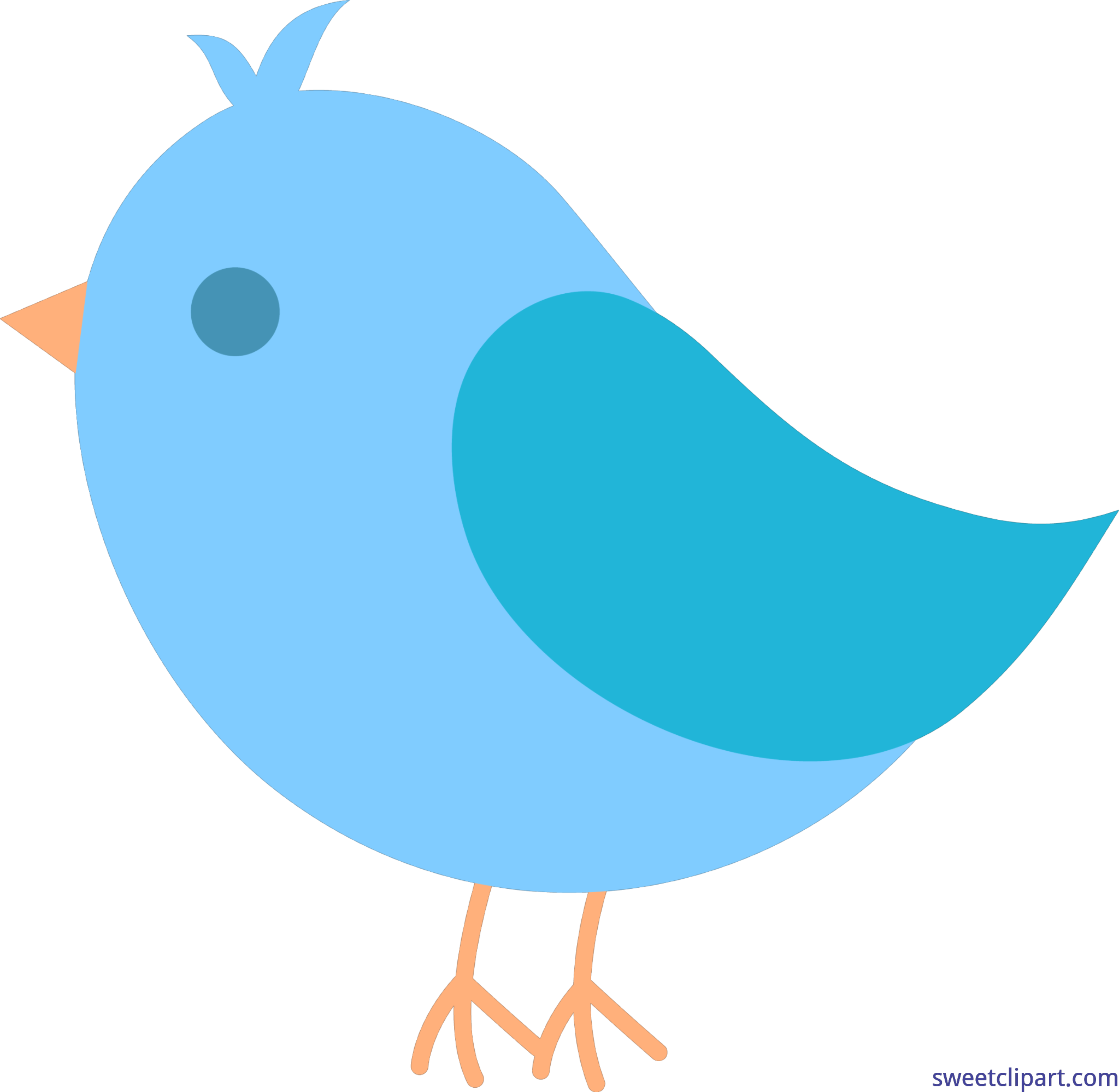 4621x4511 Cute Blue Bird Clip Art