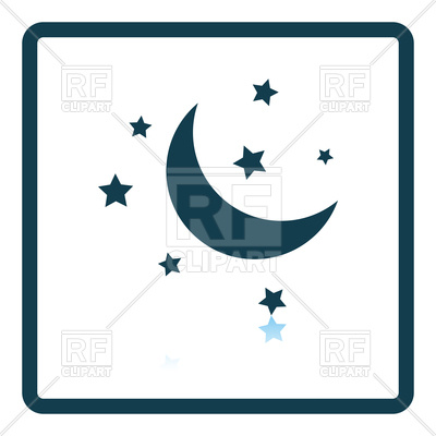 400x400 Night Icon With Moon And Stars Royalty Free Vector Clip Art Image