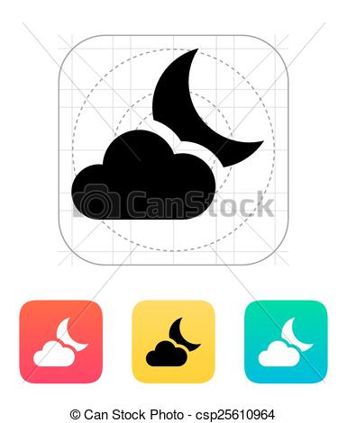 385x470 Partly Cloudy Night Icon. Vector Illustration. Clip Art Vector