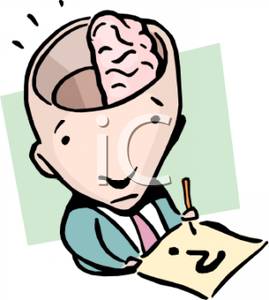269x300 Clip Art Image A Stumped Man Using Half His Brain