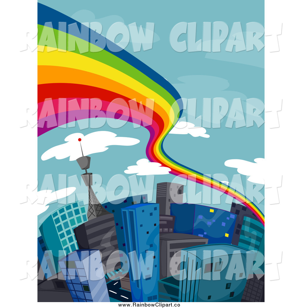 1024x1044 Vector Clip Art Of A Rainbow Over A City Of Tall Buildings By Bnp