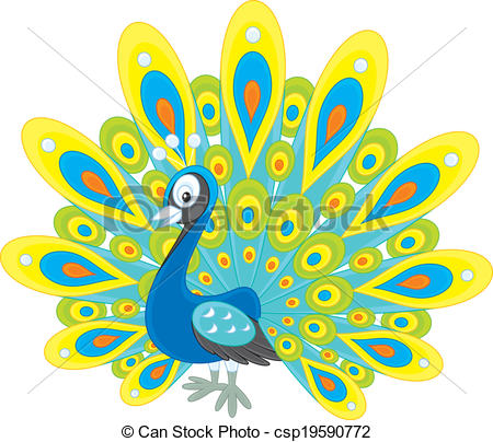 450x404 Peacock. Peafowl With A Very Large Fanlike Colorfully Vectors