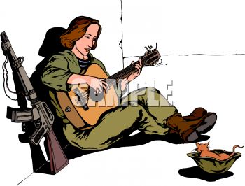 350x266 Royalty Free Clip Art Image Female Soldier Playing A Guitar