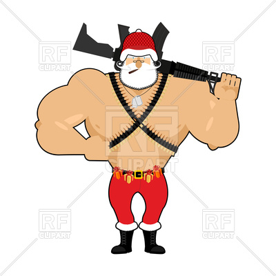 400x400 Soldier Santa With Ammunition Royalty Free Vector Clip Art Image