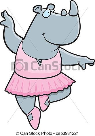 330x470 A Happy Cartoon Rhino Ballerina In A Tutu. Vector Clip Art