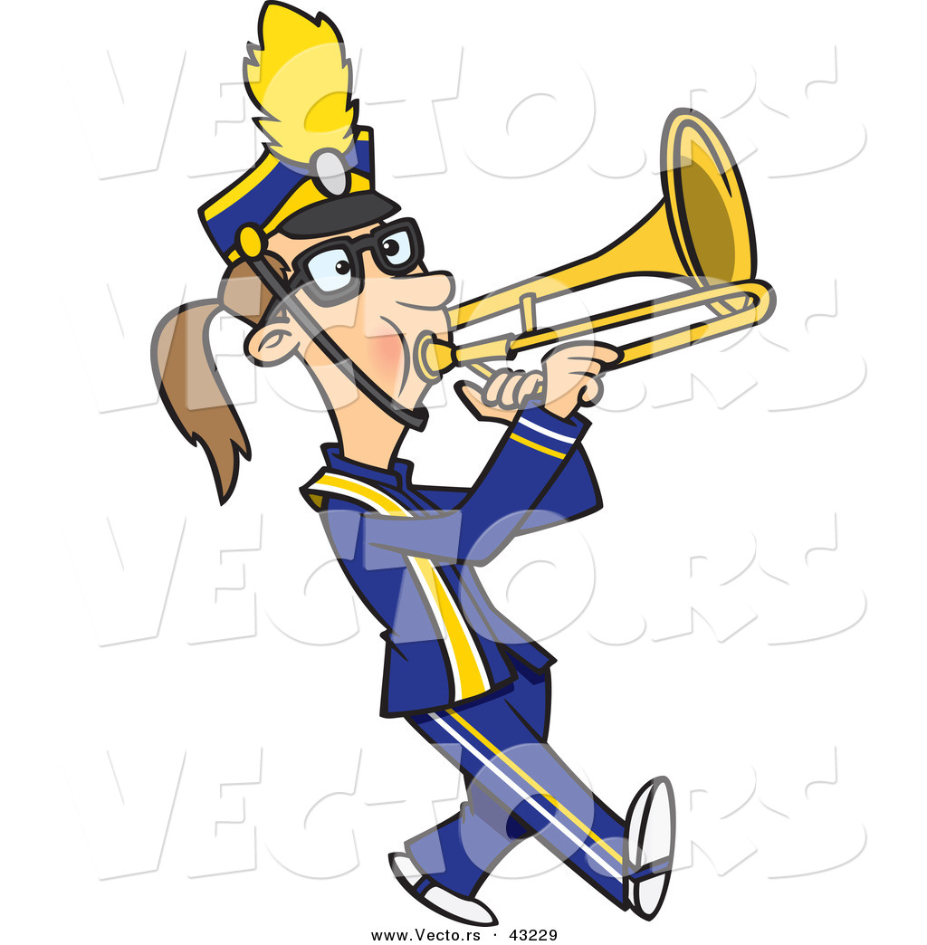 1024x1044 Vector Of A Cartoon Female Trombone Player Marching By Toonaday