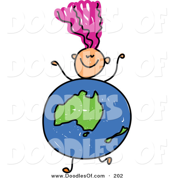 600x620 Vector Clipart Of A Childs Sketch Of A Happy Girl