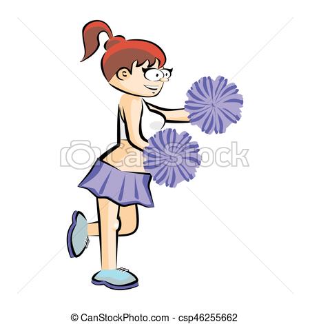 450x470 Funny Cheerleader Cartoon Blue Skirt. Funny Cheerleader Clip