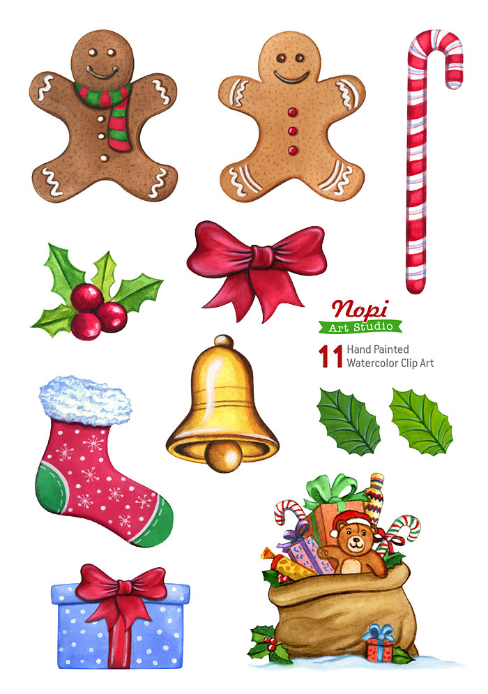 700x995 Christmas Clipart, Xmas Watercolor Diy Hand Painted Clipart