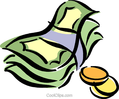 480x398 Dollar Bills And Coins Royalty Free Vector Clip Art Illustration