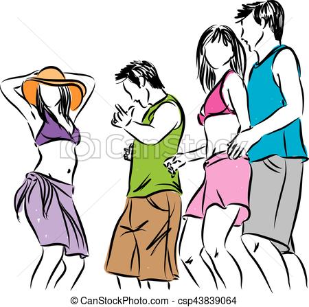450x447 Group Of Friends Dancing Together Clip Art Vector