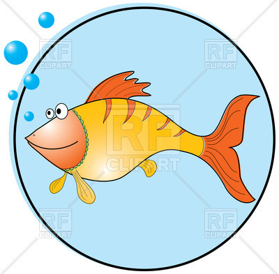 400x393 Funny Cartoon Golden Fish In Blue Circle Royalty Free Vector Clip