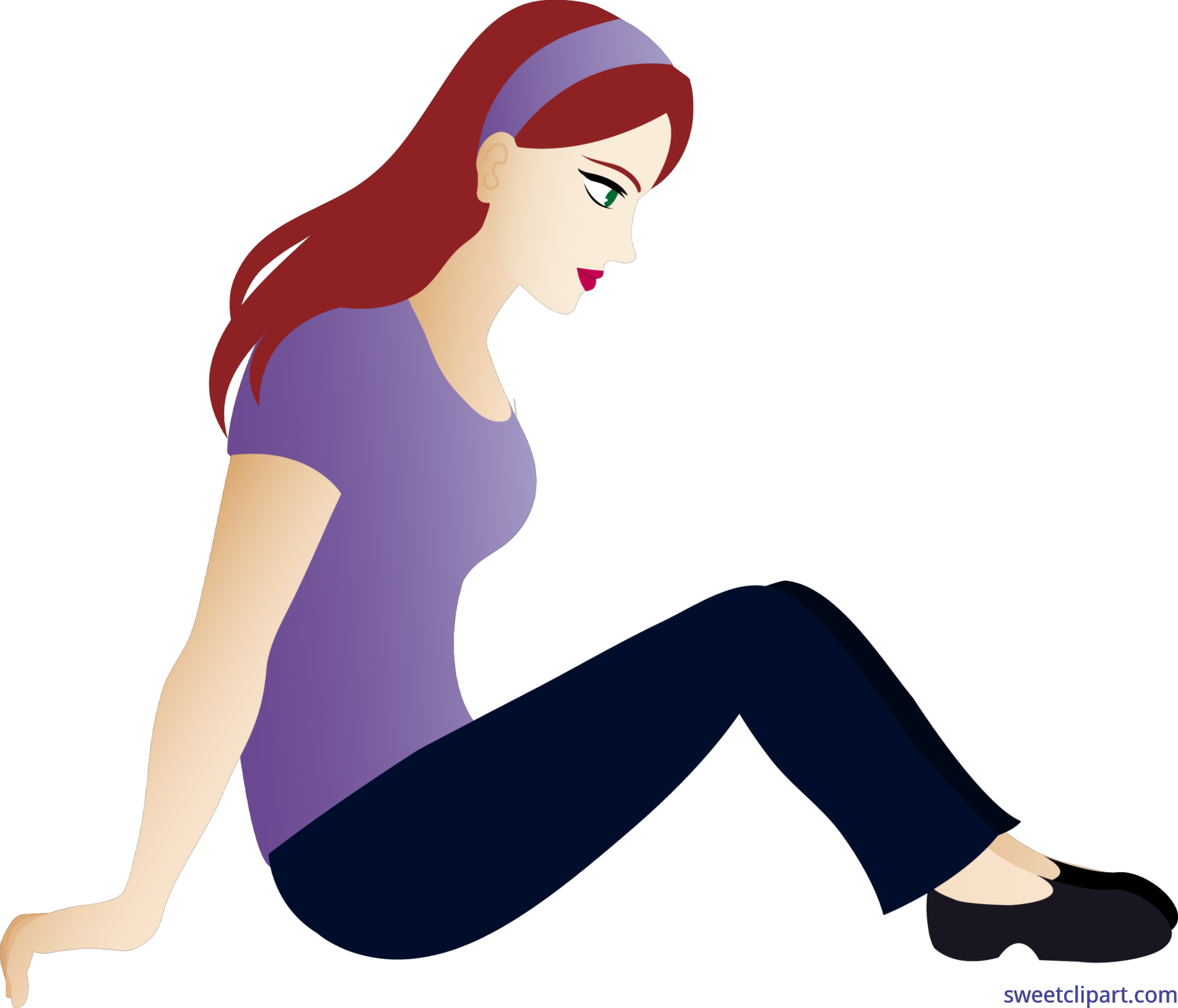 5009x4289 Young Woman Brown Hair Sitting Clip Art