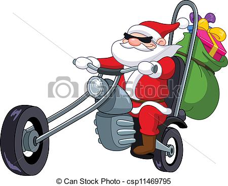 450x367 Motorcycle Santa Clipart