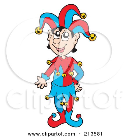 450x470 Royalty Free (Rf) Clipart Illustration Of Friendly Joker In