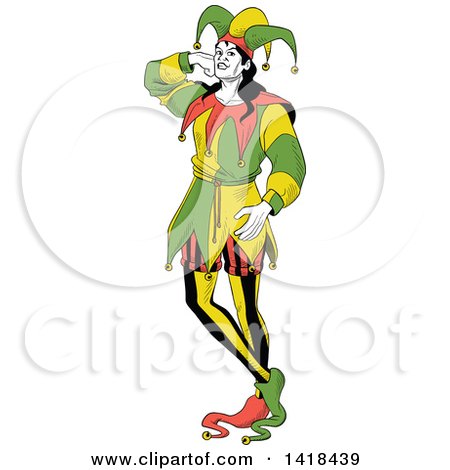 450x470 Clipart Illustration Of A Dancing Joker Playing Card By Frisko