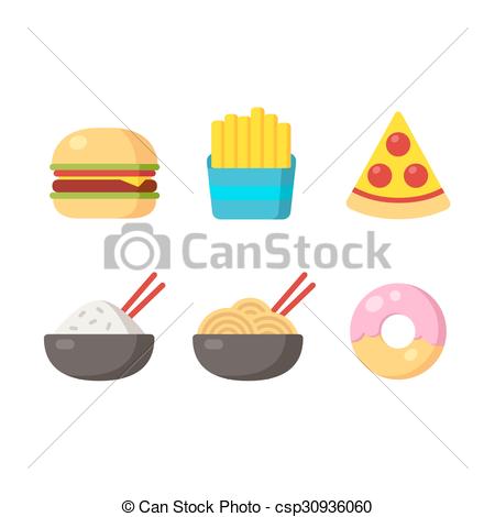 450x470 Fast Food Icons Burger And Fries, Pizza, Chinese Food And Clip