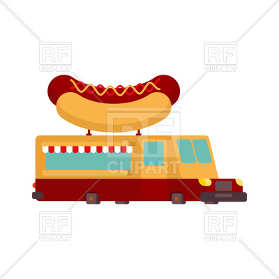 400x400 Hot Dog Car Food Truck. Fast Food Car. Royalty Free Vector Clip