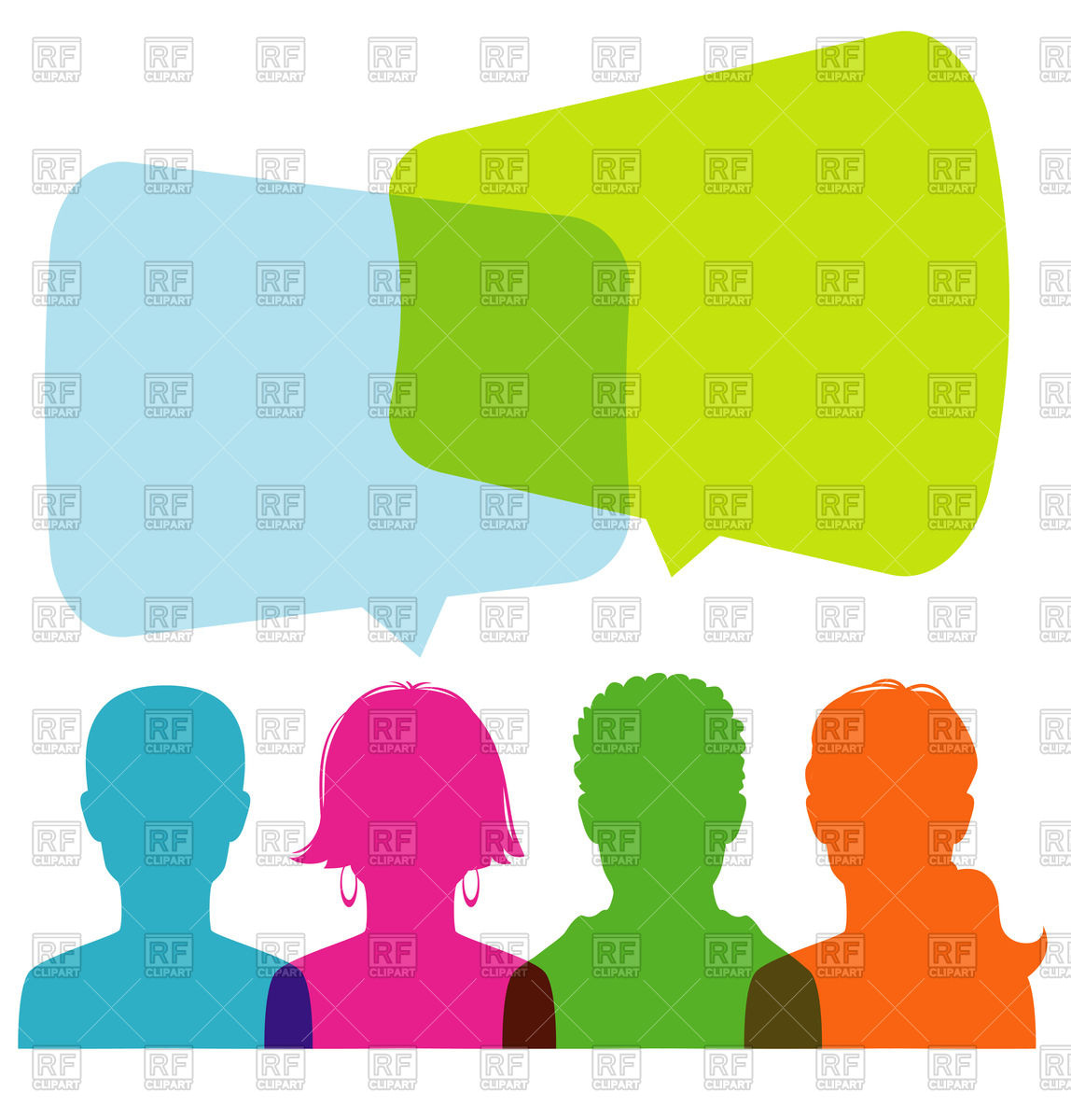 1148x1200 Colorful Silhouettes Of Men And Women With Speech Bubbles Royalty