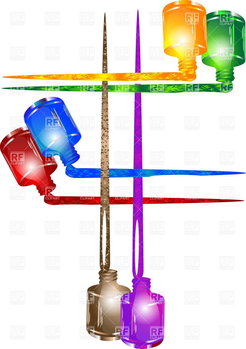 846x1200 Six Colorful Nail Polish Bottles Royalty Free Vector Clip Art