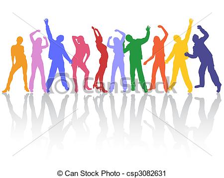 450x357 Dancing People. Vector Illustration Of Colorful People Vector