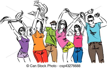 450x288 Happy People Friends Dancing Illustration Vector