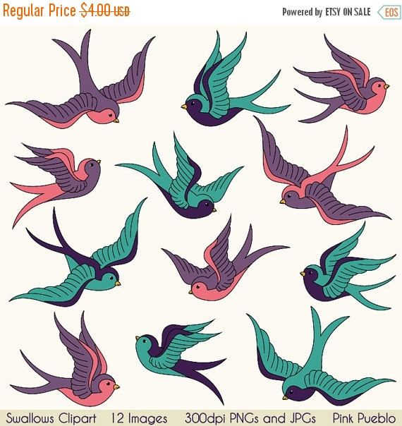 570x604 Swallows Clip Art Clipart, Birds Clipart Clip Art, Vintage Tattoo
