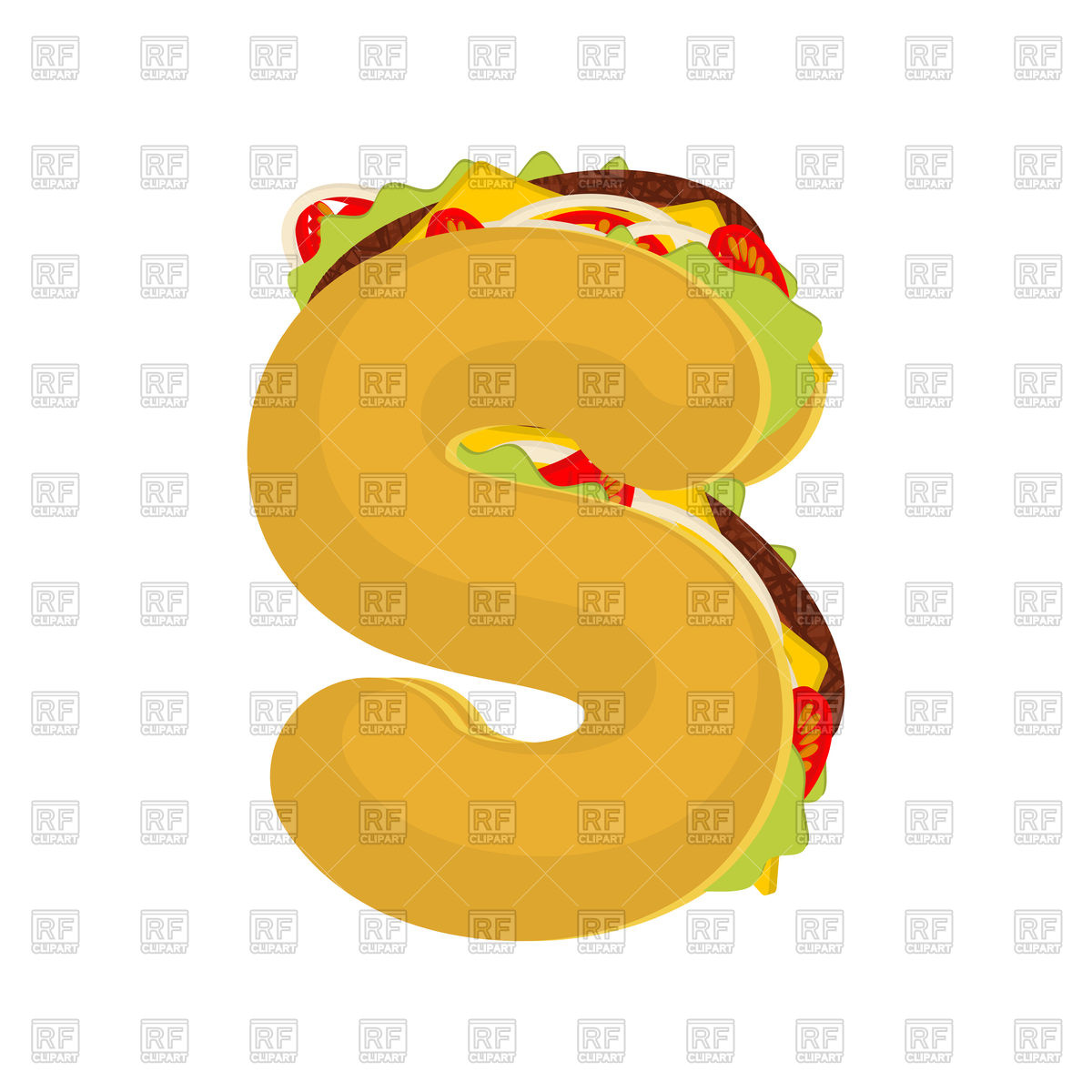 1200x1200 Letter S Fast Food Font Royalty Free Vector Clip Art Image