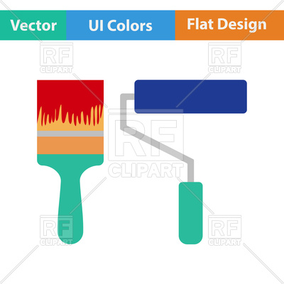 400x400 Flat Design Icon Of Paint Brush Royalty Free Vector Clip Art Image