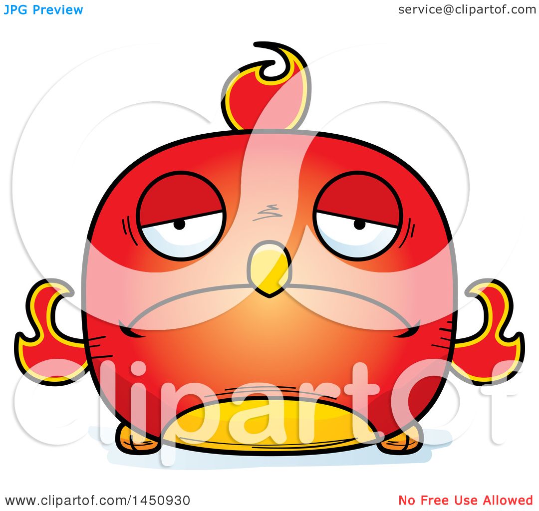 1080x1024 Clipart Graphic Of A Cartoon Sad Phoenix Character Mascot