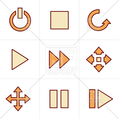 400x400 Media Panel Icons Set Stop, Next, Pause, Play Royalty Free Vector