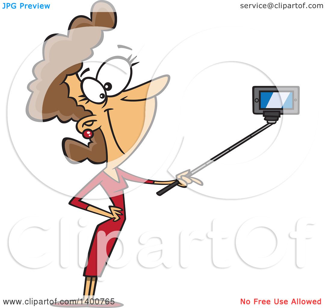 1080x1024 Clipart Of Cartoon Brunette White Woman Taking Portrait