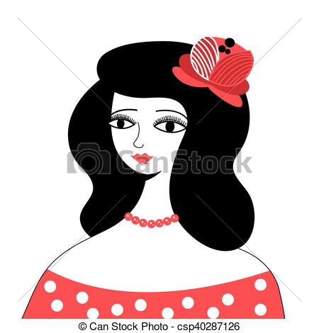 450x470 Graphic Portrait Of A Beautiful Lady On A White Background Vector