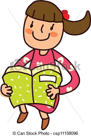 314x470 Portrait Of Girl Holding Book Eps Vectors