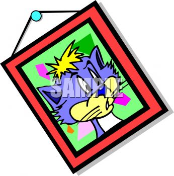 346x350 Royalty Free Clip Art Image Crooked Portrait Of A Pet Cat