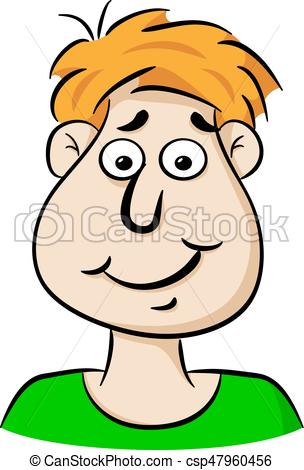 304x470 Vector Illustration Of A Portrait Of A Smiling Cartoon Man.