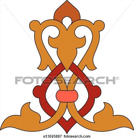 450x470 Orange And Red Arabesque Design View Large Clip Art Graphic