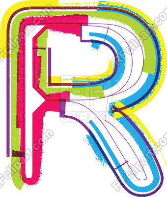 340x400 Colorful Grunge Letter R Royalty Free Vector Clip Art Image