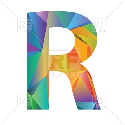 400x400 Motley Polygonal Font, Letter R Royalty Free Vector Clip Art Image