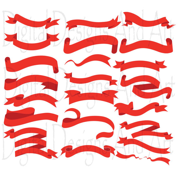 570x570 Red Ribbon Clipart, Ribbon Clip Art, Red Banner Clipart, Digital