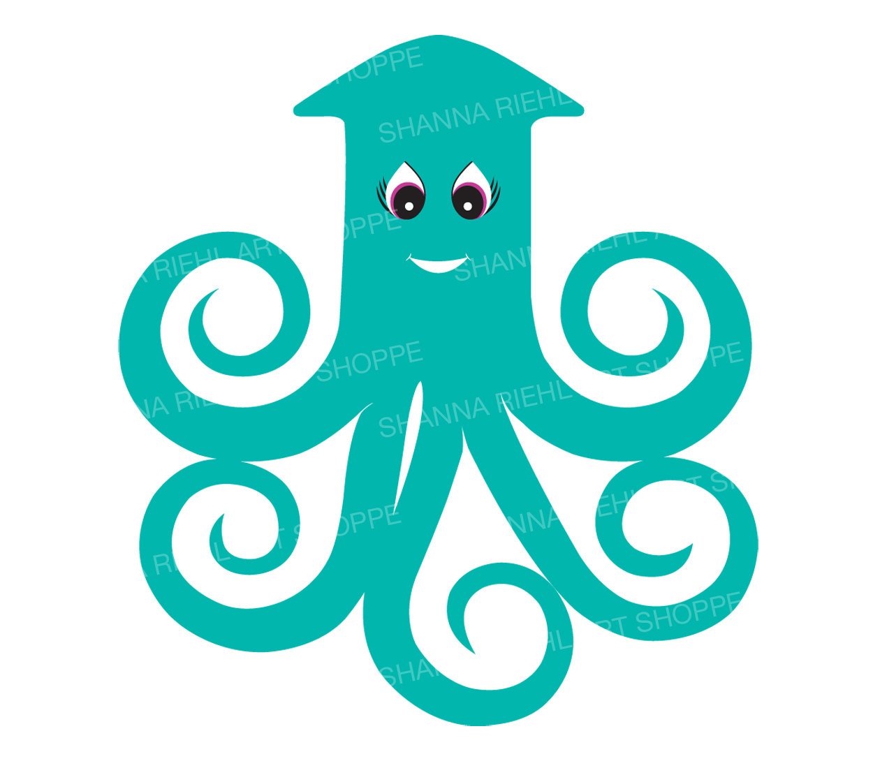 1250x1100 Giant Squid Art Ocean Clipart Instant Download Commercial Use