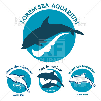 400x400 Set Of Sea Aquarium Or Dolphinarium Emblem