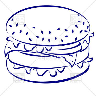 400x400 Cheeseburger Simple Outline Royalty Free Vector Clip Art Image