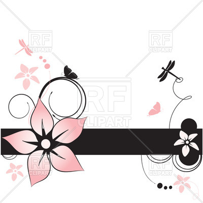 400x400 Floral Summer Card With Insects And Curls Royalty Free Vector Clip