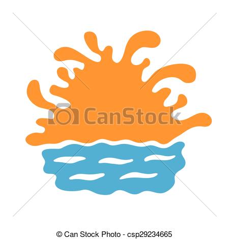 450x470 Sunset Or Sunrise Over The Water, Vector Logo Illustration Clip